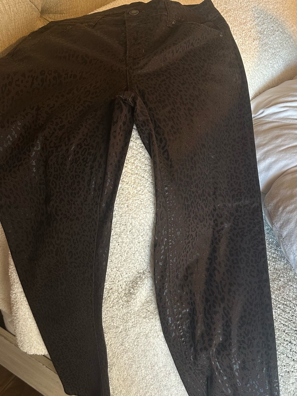 Women's Straight-Leg Brown Leopard Print Pants